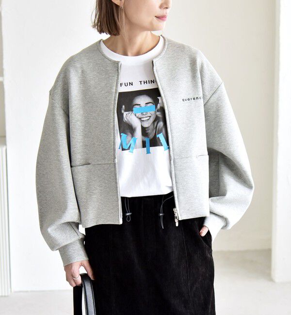 quaranciel「quaranciel:〈洗濯機可能〉ポンチ ロゴプリント スウェット ジップ ブルゾン カーディガン」|スウェット・ジャージ|