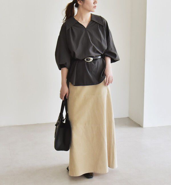 quaranciel「quaranciel: ナイロン タスラン ビッグカラー シャツ ブラウス」|シャツ・ブラウス|