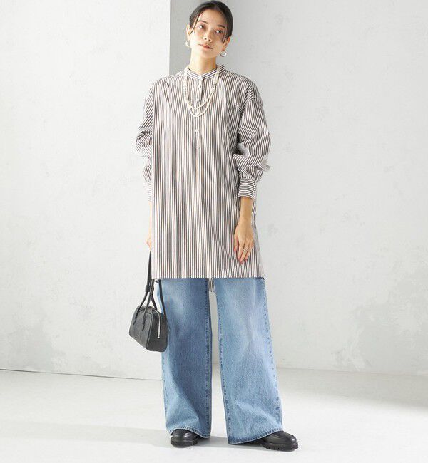 SHIPS for women「〈手洗い可能〉ストライプ バックタック チュニック シャツ」|チュニック|