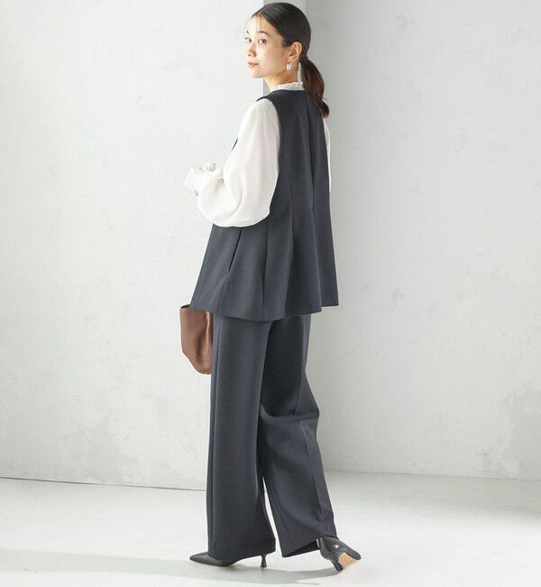 SHIPS for women「〈洗濯機可能 / セレモニー対応可〉ポリエステル レーヨン ダンボール ジレ」|ベスト・ジレ|