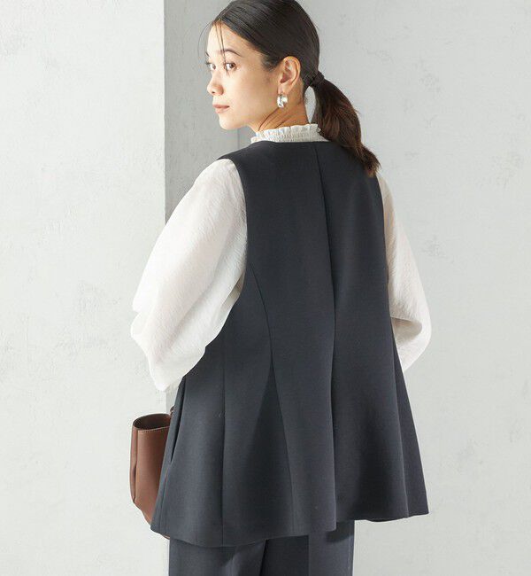 SHIPS for women「〈洗濯機可能 / セレモニー対応可〉ポリエステル レーヨン ダンボール ジレ」|ベスト・ジレ|