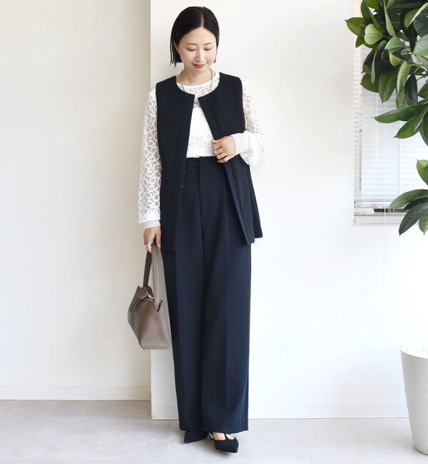 SHIPS for women「〈洗濯機可能 / セレモニー対応可〉ポリエステル レーヨン ダンボール ジレ」|ベスト・ジレ|