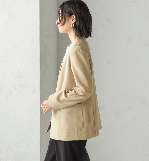 SHIPS for women「〈吸水速乾 / 防シワ加工 / 洗濯機可能〉スーティング ジャージー カラーレス ジャケット」|ノーカラージャケット|