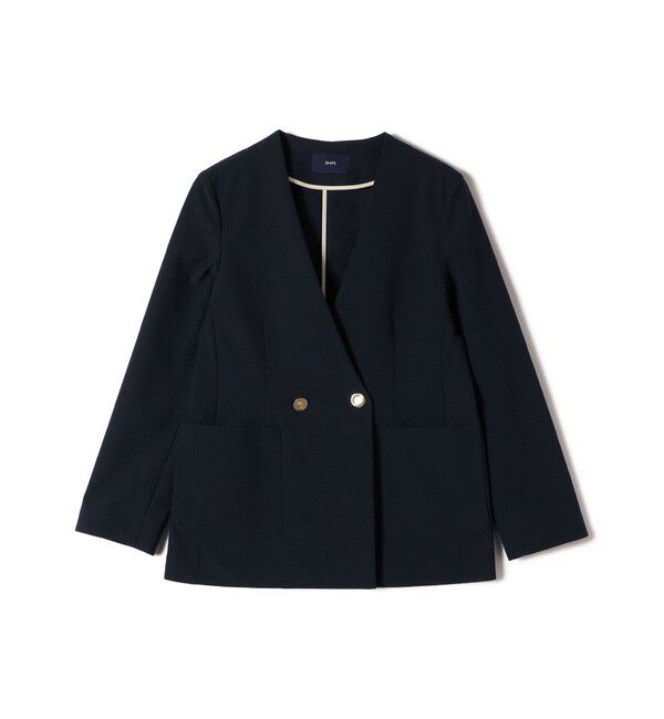 SHIPS for women「〈吸水速乾 / 防シワ加工 / 洗濯機可能〉スーティング ジャージー カラーレス ジャケット」|ノーカラージャケット|