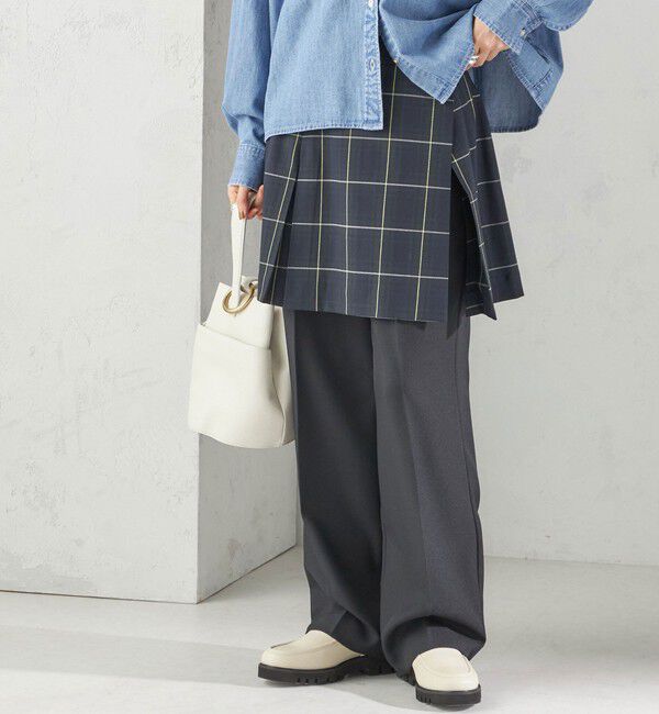 SHIPS for women「チェック プリーツ 巻き スカート」|スカート|ネイビー