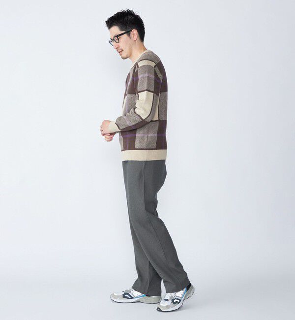 SHIPS「SHIPS:〈洗濯機可能〉 コットン カシミヤ チェック クルーネック ニット」|ニット・セーター|