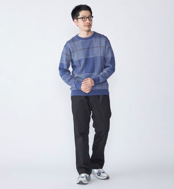 SHIPS「SHIPS:〈洗濯機可能〉 コットン カシミヤ チェック クルーネック ニット」|ニット・セーター|