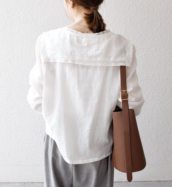 SHIPS any「SHIPS any:〈洗濯機可能〉コットン モス セーラー カラー レース ブラウス」|シャツ・ブラウス|