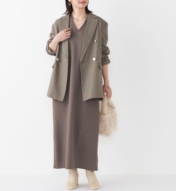 SHIPS Colors 「SHIPS Colors:〈手洗い可能〉シャーク フリンジ ジャンパー ワンピース◇」|ジャンパースカート|カーキ