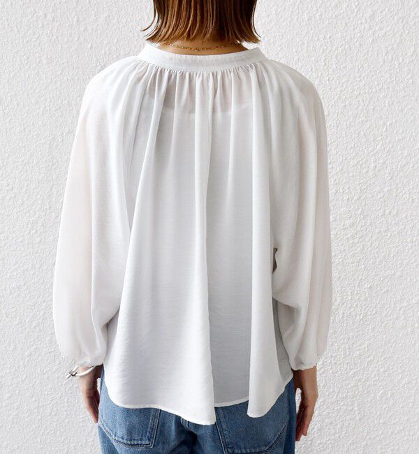 SHIPS for women「〈手洗い可能〉シアー タンブラー デザイン ギャザー ブラウス」|シャツ・ブラウス|