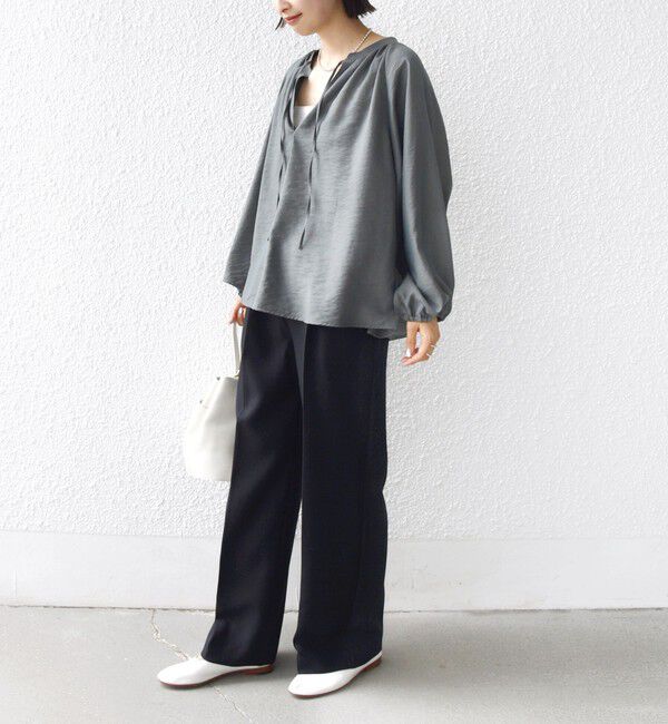 SHIPS for women「〈手洗い可能〉シアー タンブラー デザイン ギャザー ブラウス」|シャツ・ブラウス|