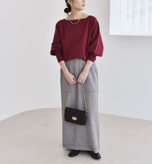 quaranciel「quaranciel:〈手洗い可能〉AQUA カシミヤ ミックス ボートネック ロングリブ パフ ニット」|ニット・セーター|