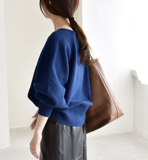 quaranciel「quaranciel:〈手洗い可能〉AQUA カシミヤ ミックス ボートネック ロングリブ パフ ニット」|ニット・セーター|