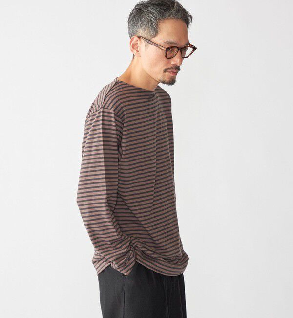 SHIPS「【WEB限定】SHIPS: バスク ボーダー ボートネック ワンポイントワッペン ロングスリーブ Tシャツ」|Tシャツ・カットソー|