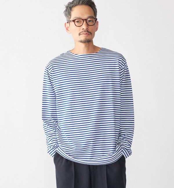 SHIPS「【WEB限定】SHIPS: バスク ボーダー ボートネック ワンポイントワッペン ロングスリーブ Tシャツ」|Tシャツ・カットソー|