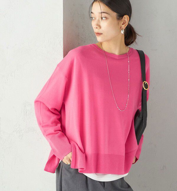 SHIPS for women「〈手洗い可能〉14G ウォッシャブル クルーネック ニット プルオーバー」|ニット・セーター|ピンク