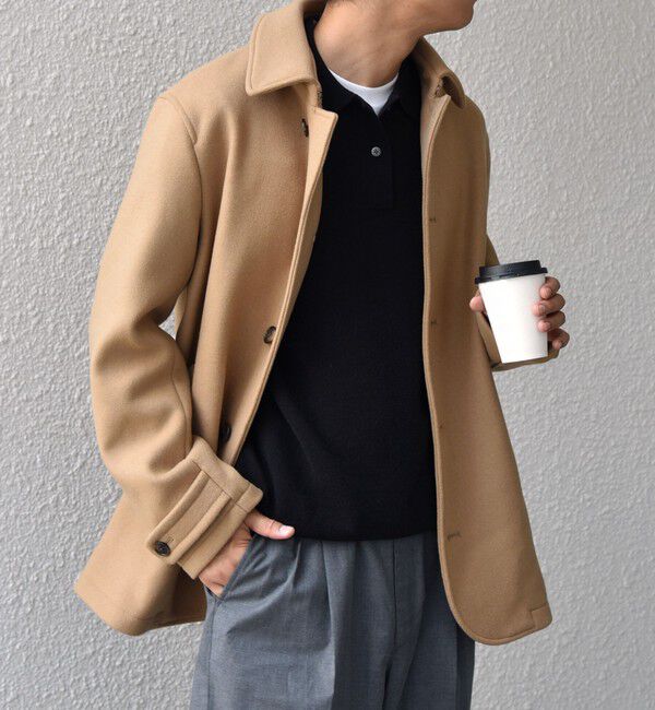 SHIPS any「SHIPS any: PURE WOOL MELTON シングル Pコート 25AW◇」|ピーコート|ベージュ