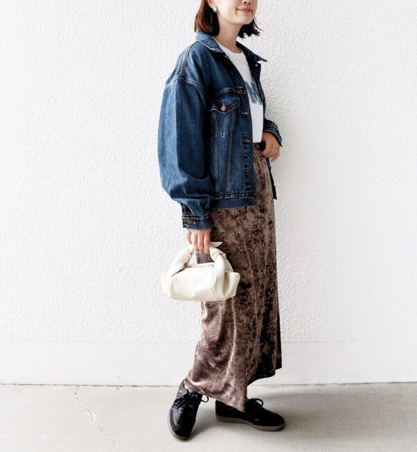 SHIPS for women「〈手洗い可能〉スノー クラッシュ ポリエステル ベロア ウエスト ゴム スカート」|スカート|