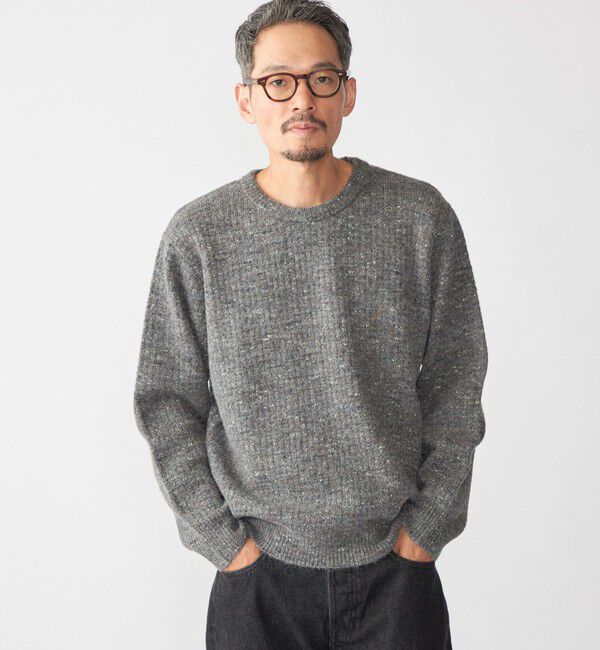 SHIPS「【WEB限定】SHIPS:〈手洗い可能〉カラー ネップ ワッフル クルーネック ニット」|ニット・セーター|