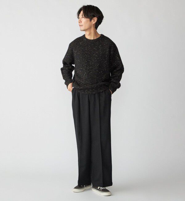 SHIPS「【WEB限定】SHIPS:〈手洗い可能〉カラー ネップ ワッフル クルーネック ニット」|ニット・セーター|