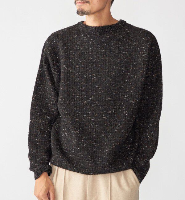 SHIPS「【WEB限定】SHIPS:〈手洗い可能〉カラー ネップ ワッフル クルーネック ニット」|ニット・セーター|