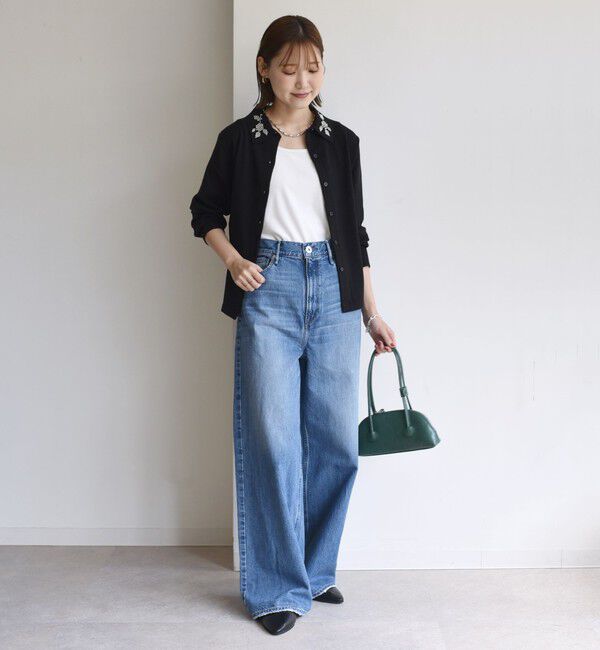 SHIPS for women「【WEB限定】〈手洗い可能〉ビーズ 刺しゅう 襟付 ニット カーディガン」|カーディガン|