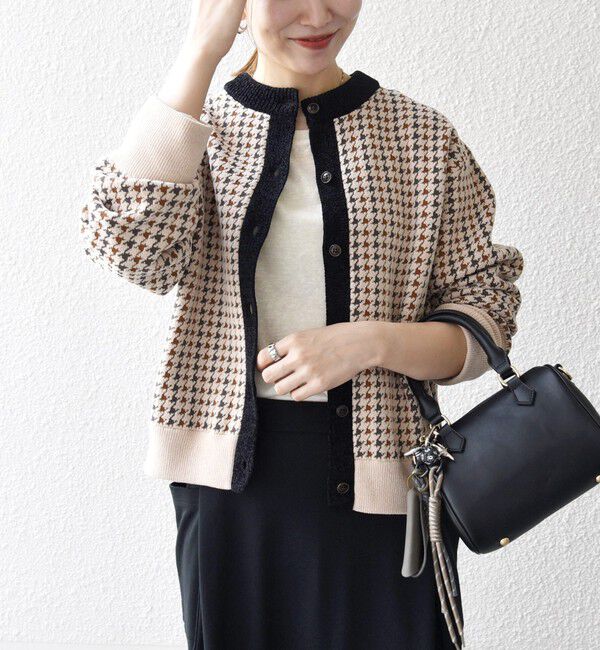 SHIPS any「SHIPS any:〈手洗い可能〉モールヤーン クルーネック 千鳥柄 カーディガン」|カーディガン|