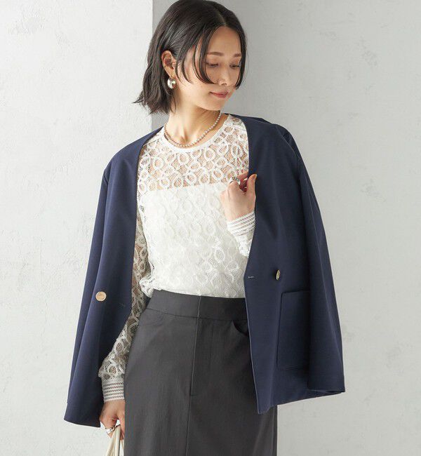 SHIPS for women「〈手洗い可能〉トゥワール コード レース ブラウス（ホワイト）」|シャツ・ブラウス|