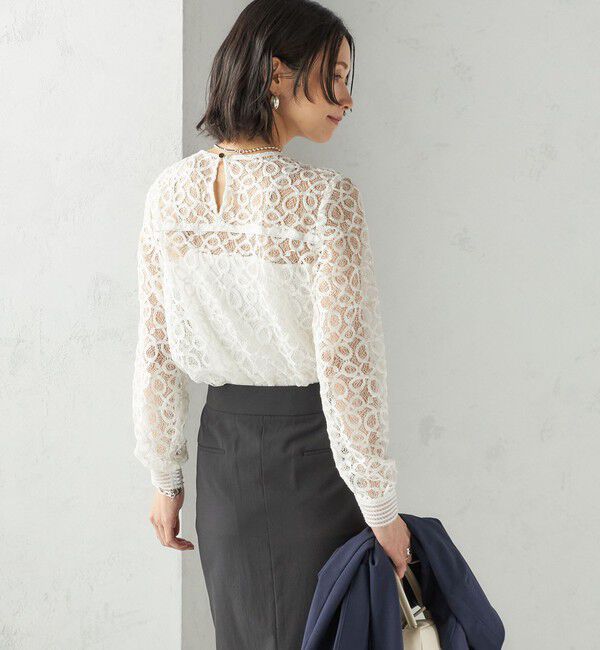 SHIPS for women「〈手洗い可能〉トゥワール コード レース ブラウス（ホワイト）」|シャツ・ブラウス|