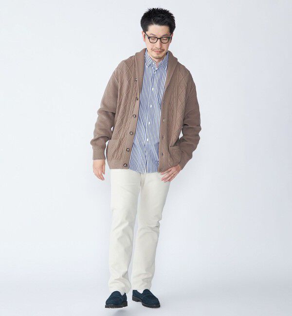 SHIPS「SHIPS: 〈手洗い可能〉ウールコットン アラン ショール カーディガン」|カーディガン|