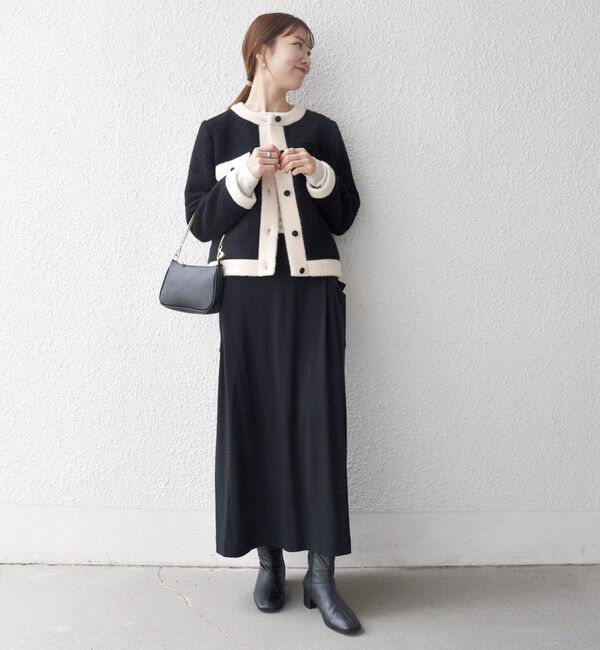 SHIPS any「SHIPS any: バイカラー クルーネック カーディガン ジャケット」|ノーカラージャケット|