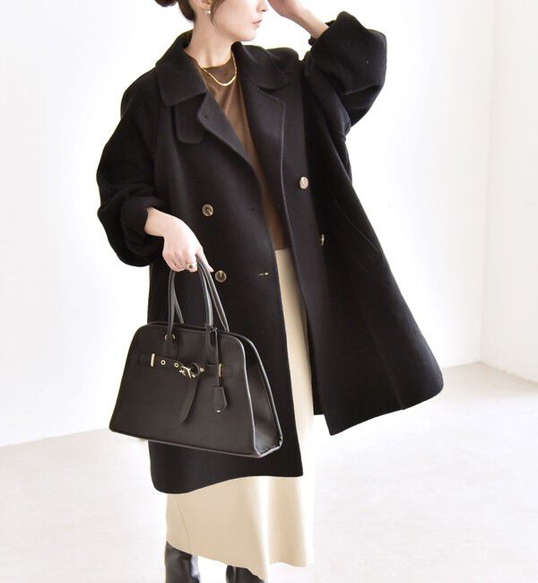 quaranciel「quaranciel: リバー スタンド & テーラード ダブルブレスト Aライン コート」|その他|