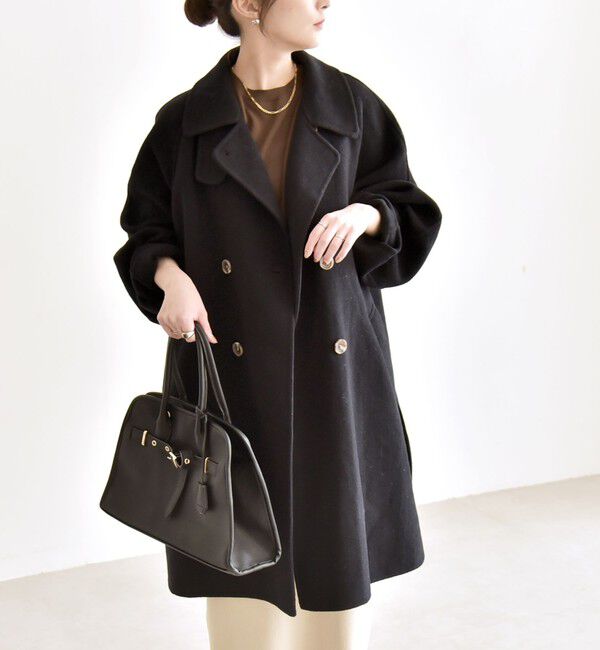 quaranciel「quaranciel: リバー スタンド & テーラード ダブルブレスト Aライン コート」|その他|