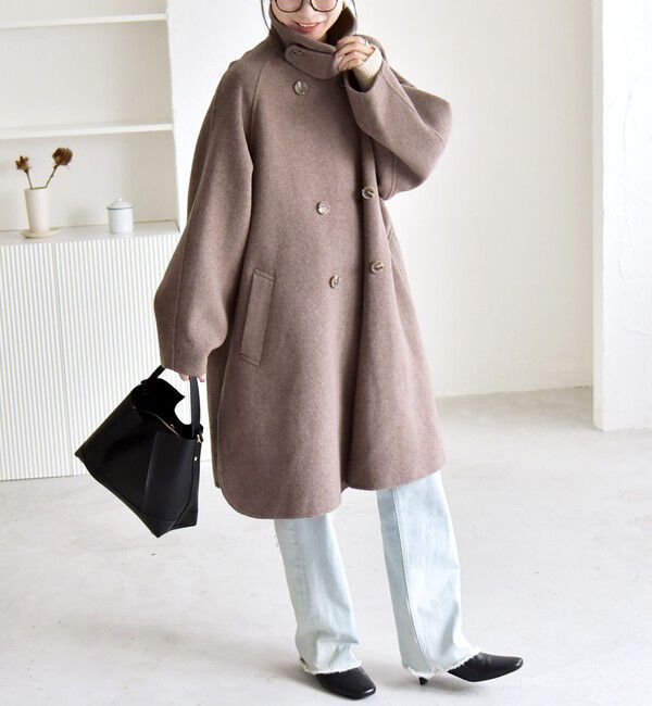 quaranciel「quaranciel: リバー スタンド & テーラード ダブルブレスト Aライン コート」|その他|