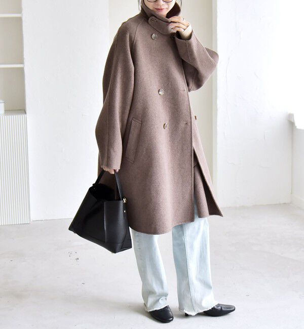 quaranciel「quaranciel: リバー スタンド & テーラード ダブルブレスト Aライン コート」|その他|