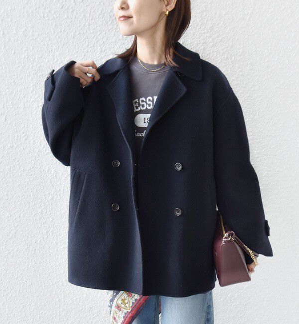 SHIPS for women「SUPER140 ダブル フェイス ショート コート」|ピーコート|