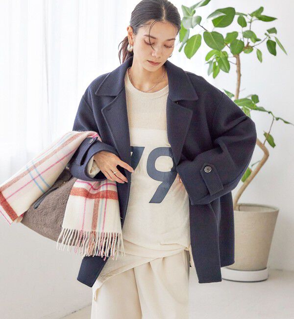 SHIPS for women「SUPER140 ダブル フェイス ショート コート」|ピーコート|