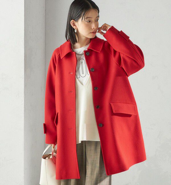 SHIPS for women「千鳥 / ソリッド ウール メルトン ステンカラー コート」|ステンカラーコート|