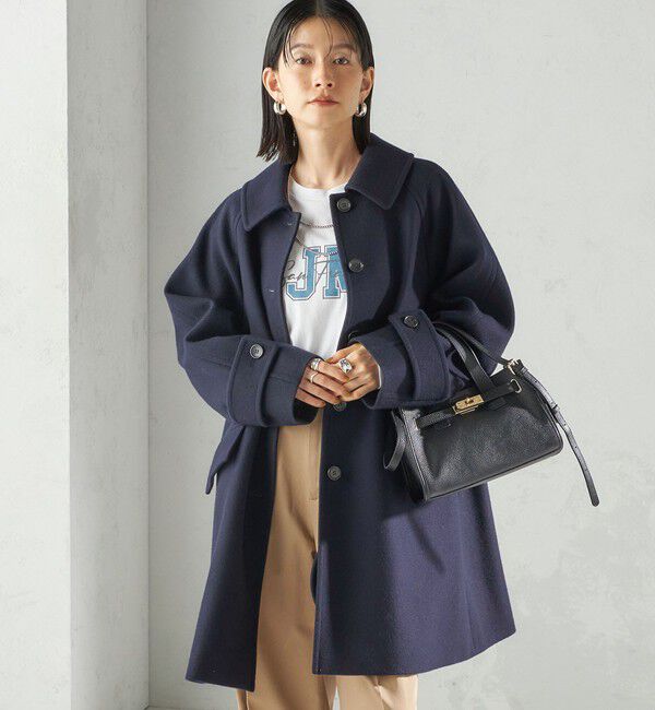 SHIPS for women「千鳥 / ソリッド ウール メルトン ステンカラー コート」|ステンカラーコート|