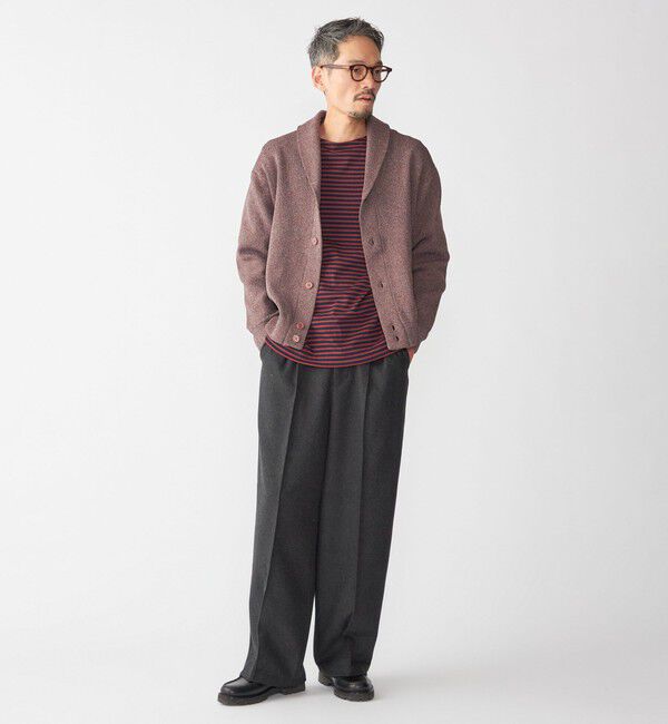 SHIPS「SHIPS:〈手洗い可能〉ミックス ポリ ショールカラー ニット カーディガン」|カーディガン|