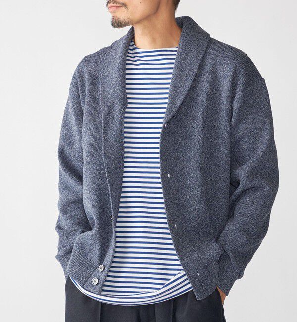 SHIPS「SHIPS:〈手洗い可能〉ミックス ポリ ショールカラー ニット カーディガン」|カーディガン|