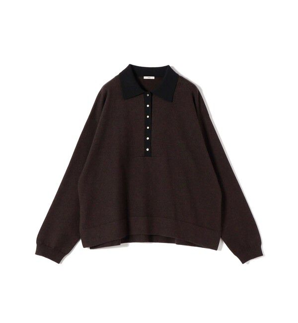 SHIPS for women「【WEB限定】〈手洗い可能〉サイド スリット ゴールド 釦 ポロ ニット」|ニット・セーター|