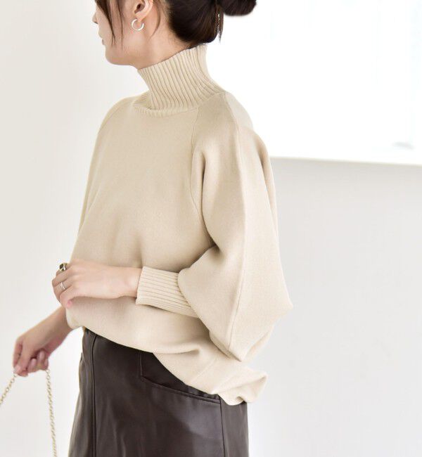 quaranciel「quaranciel:〈洗濯機可能〉タートルネック ラグラン ロングリブ ニット プルオーバー」|ニット・セーター|