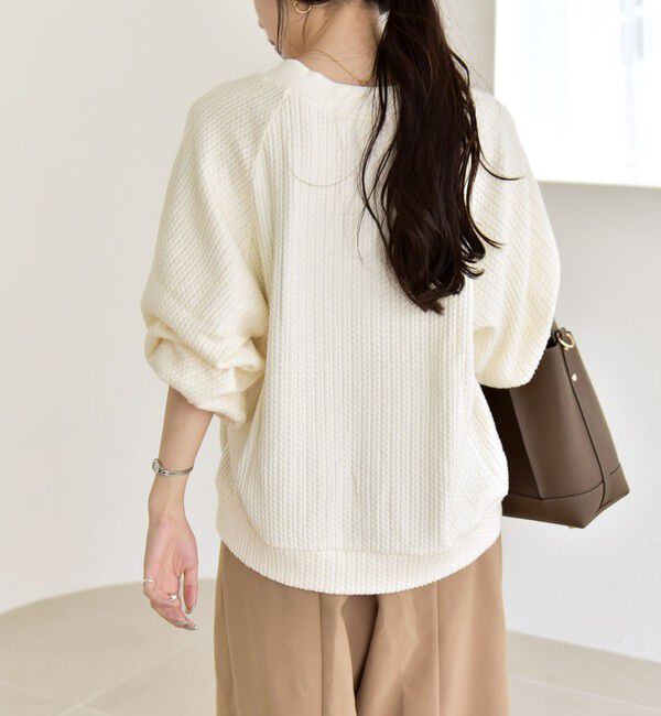 quaranciel「quaranciel:〈手洗い可能〉ケーブル ジャージー Vネック プルオーバー」|Tシャツ・カットソー|