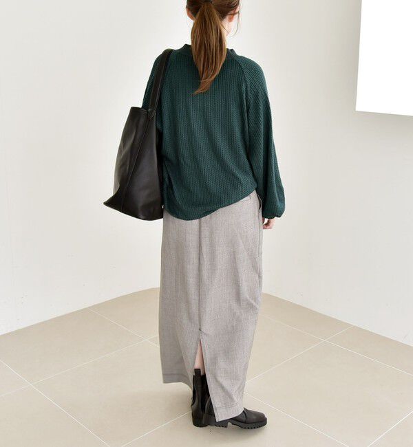 quaranciel「quaranciel:〈手洗い可能〉ケーブル ジャージー Vネック プルオーバー」|Tシャツ・カットソー|