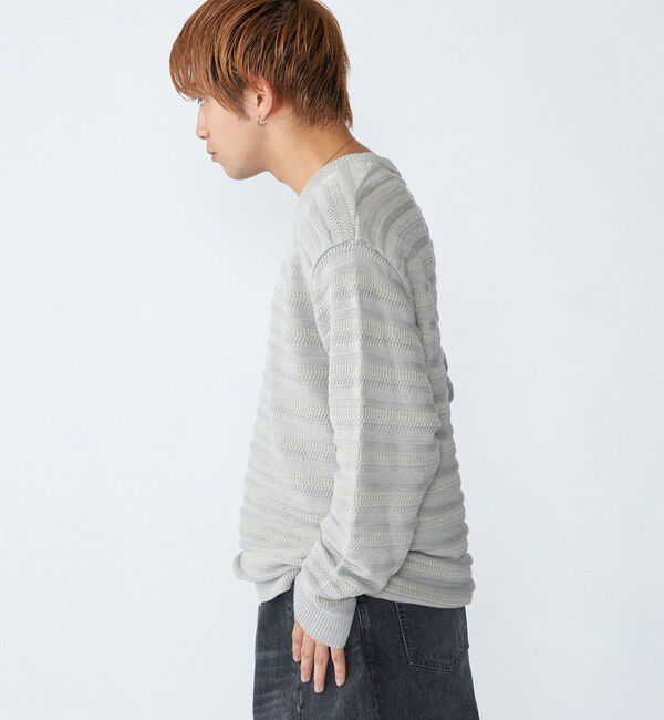 SHIPS「City Ambient Products: 〈手洗い可能〉7ゲージ ランダム ボーダー クルーネック ニット」|ニット・セーター|