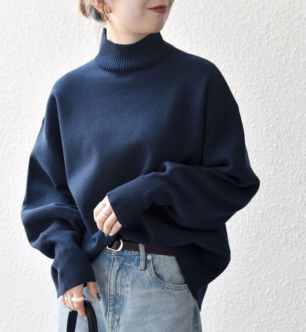 SHIPS any「SHIPS any:〈洗濯機可能〉ハイネック ボリュームスリーブ ロングリブ ニット プルオーバー」|ニット・セーター|