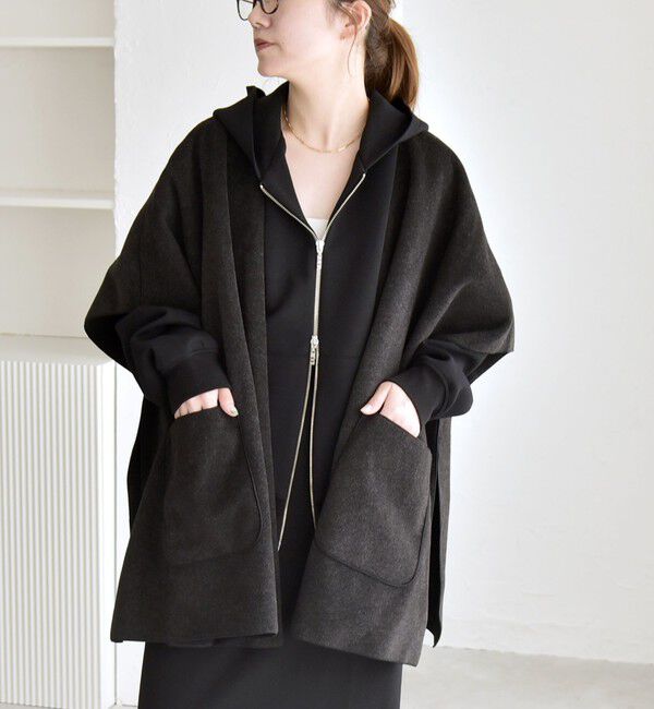 quaranciel「quaranciel: ダブル パイル ニット ショート ポンチョ コート」|その他|