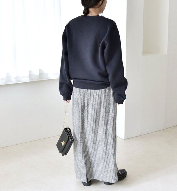 quaranciel「《予約》quaranciel:〈手洗い可能〉ポリエステル ベロア スキッパー ニット &  Iライン スカート」|ワンピース|