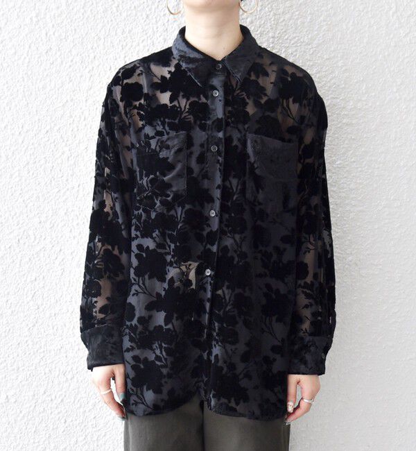 SHIPS any「SHIPS any:〈手洗い可能〉フラワー オパール シアー シャツ ブラウス」|シャツ・ブラウス|